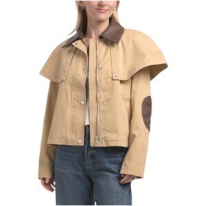 AVEC LES FILLES Cropped Capelet Trench Coat